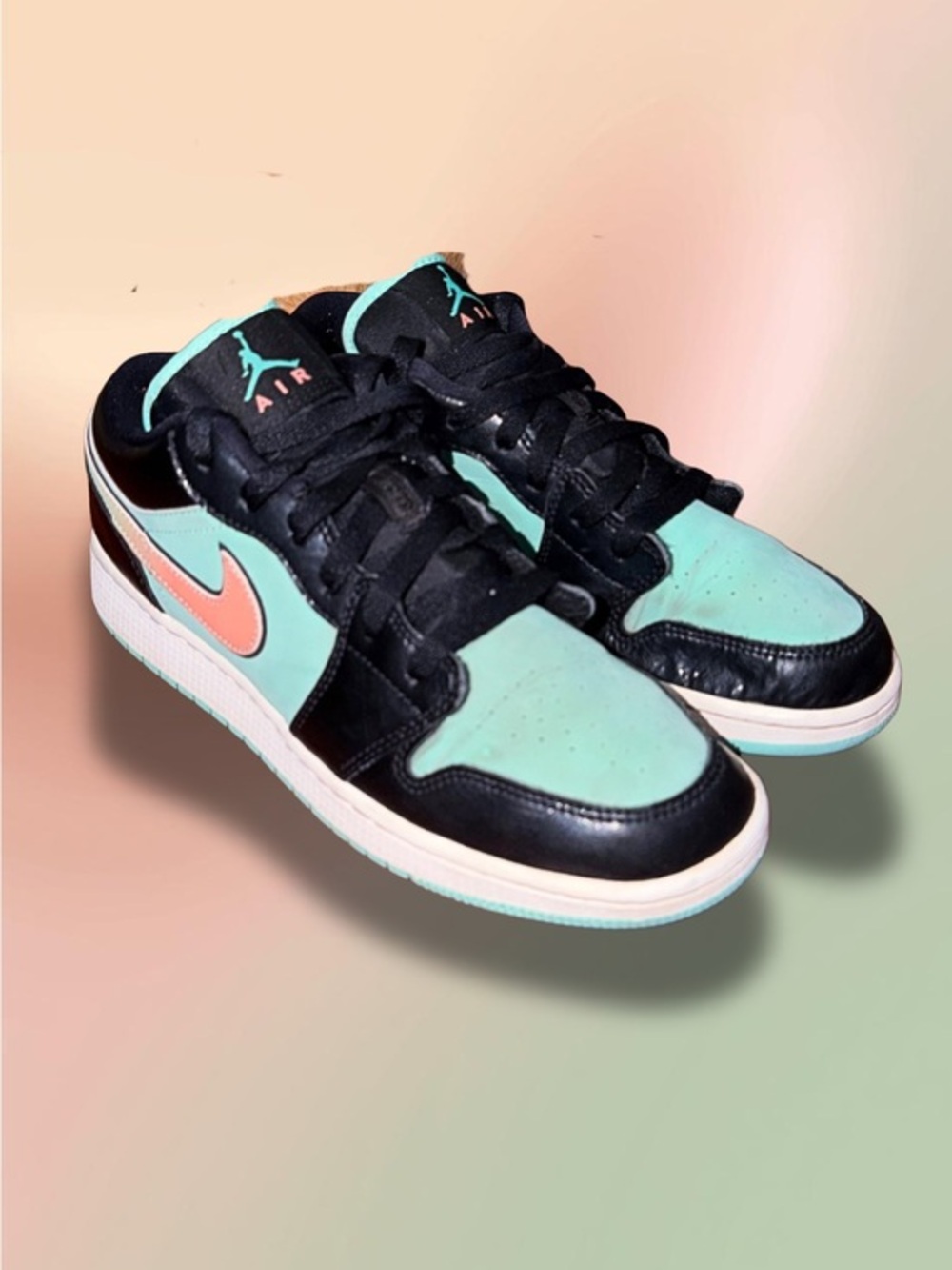 Air Jordan 1 Low SE Tropical Twist GS Black Teal Pink CV9844-301 Size 7Y